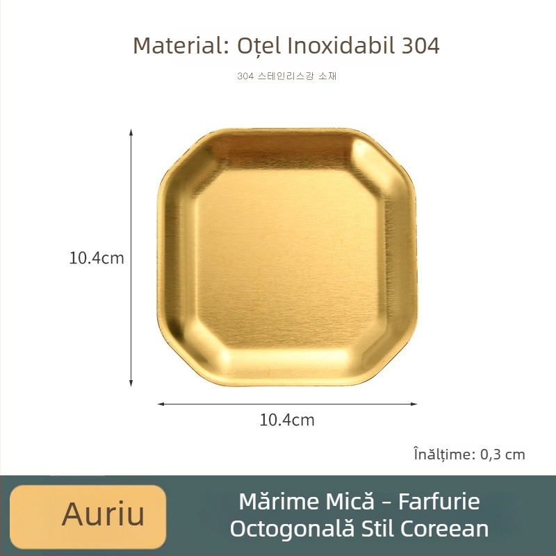 304 oțel inoxidabil, farfurie octagonală și pătrată pentru gustări, stil coreean, pentru restaurante; farfurie pentru kimchi, fel rece, farfurie pentru oase