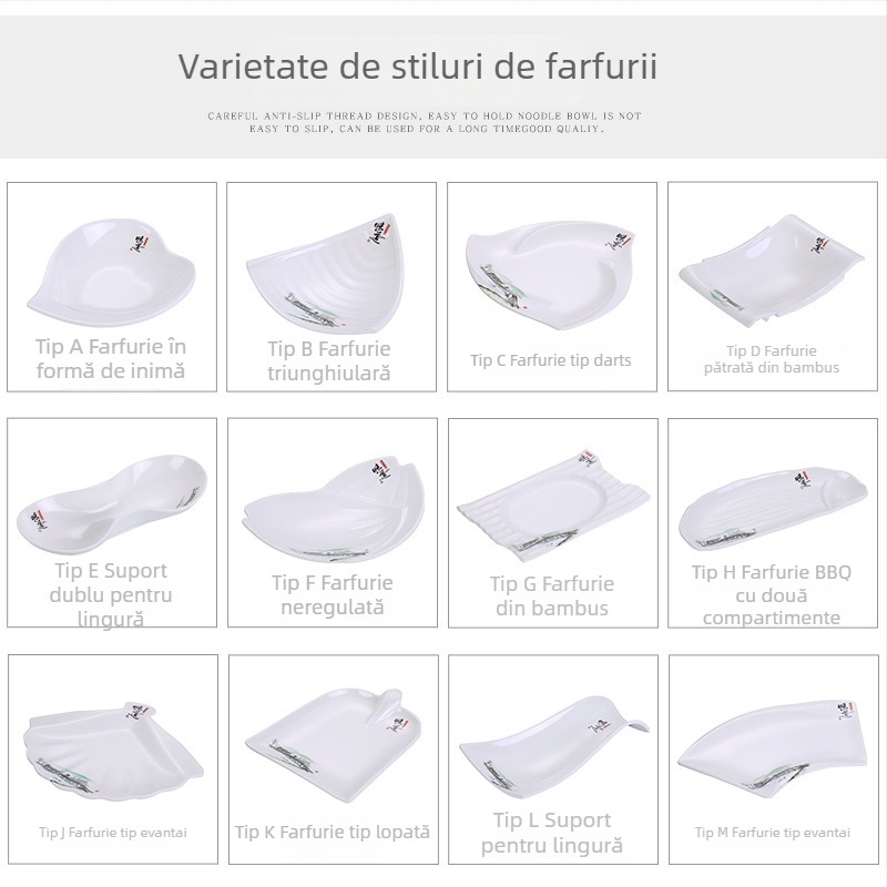 Farfurie A5 din melamină – farfurie cu formă neregulată, imitând porțelanul, pentru mese și gustări