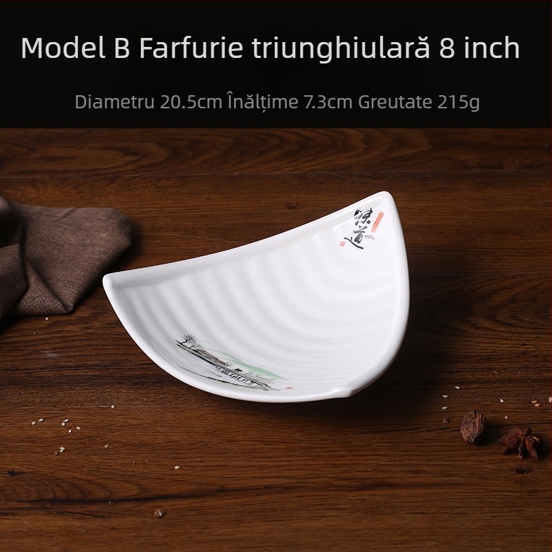 Farfurie A5 din melamină – farfurie cu formă neregulată, imitând porțelanul, pentru mese și gustări