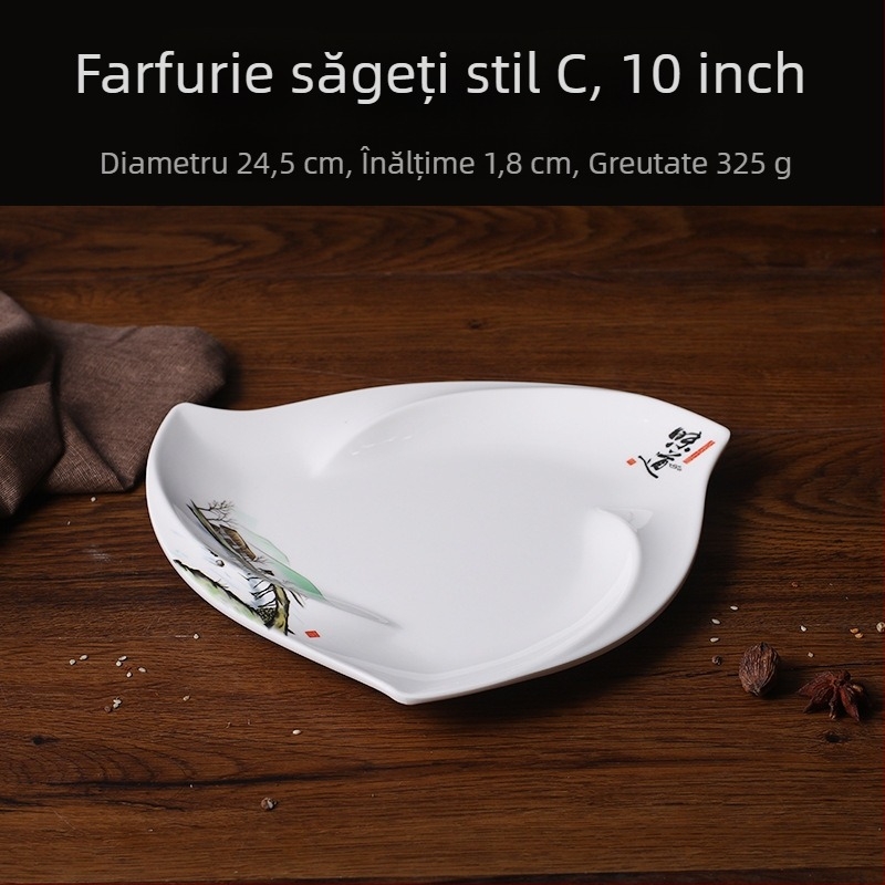 Farfurie A5 din melamină – farfurie cu formă neregulată, imitând porțelanul, pentru mese și gustări