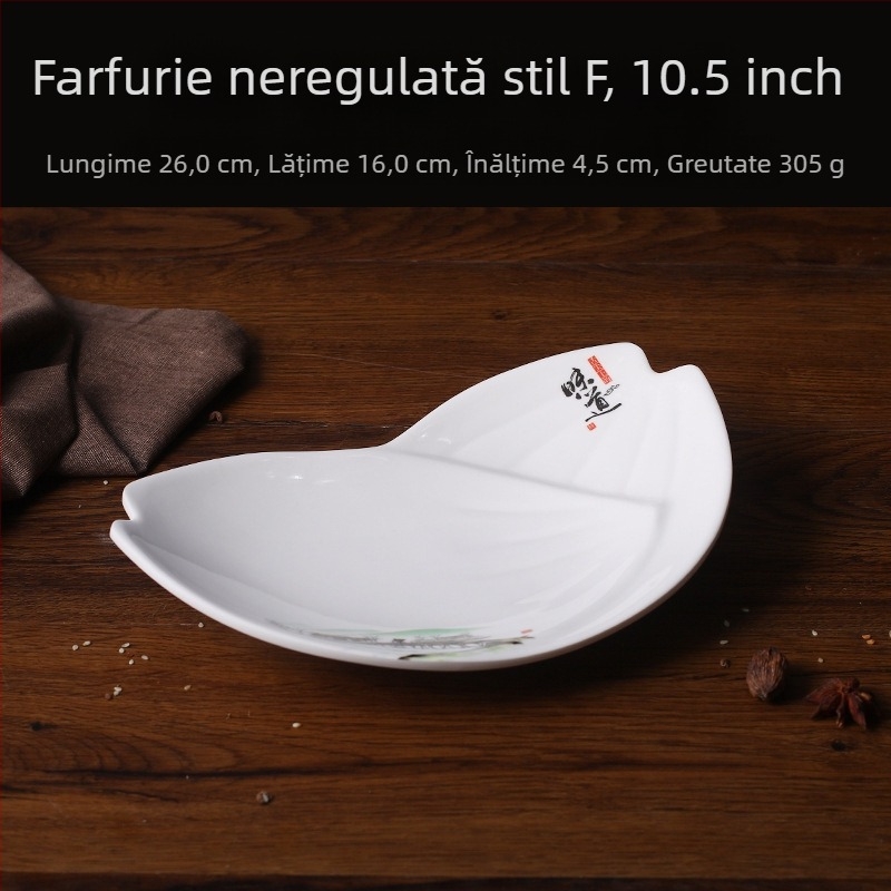 Farfurie A5 din melamină – farfurie cu formă neregulată, imitând porțelanul, pentru mese și gustări