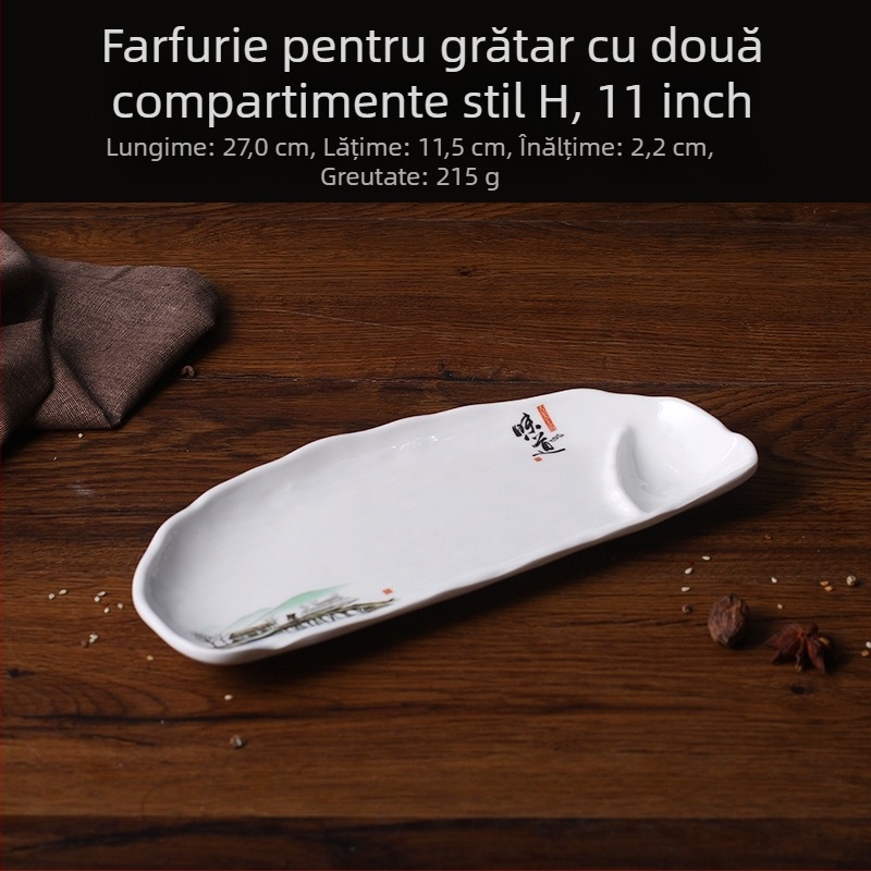 Farfurie A5 din melamină – farfurie cu formă neregulată, imitând porțelanul, pentru mese și gustări