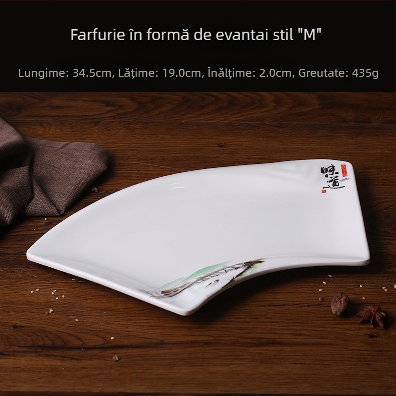 Farfurie A5 din melamină – farfurie cu formă neregulată, imitând porțelanul, pentru mese și gustări