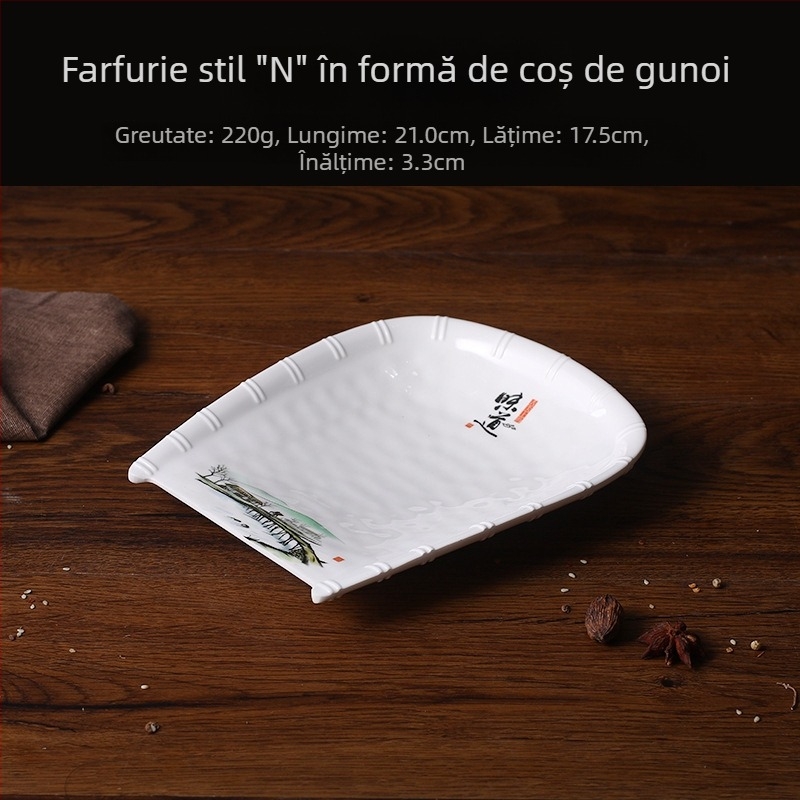 Farfurie A5 din melamină – farfurie cu formă neregulată, imitând porțelanul, pentru mese și gustări
