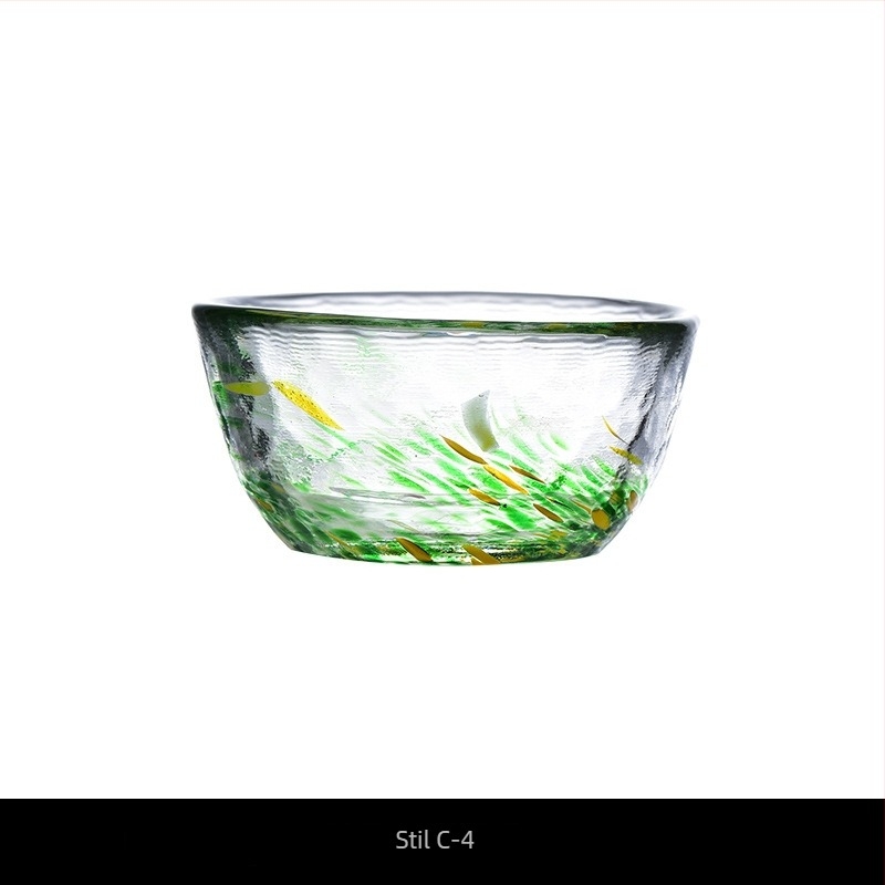 Pahar din sticlă pentru vin de fructe, pahar mic colorat pentru sake/soju, pahar de ceai din sticlă colorată