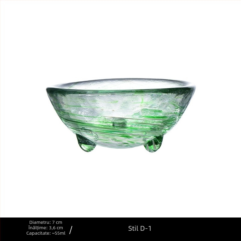 Pahar din sticlă pentru vin de fructe, pahar mic colorat pentru sake/soju, pahar de ceai din sticlă colorată