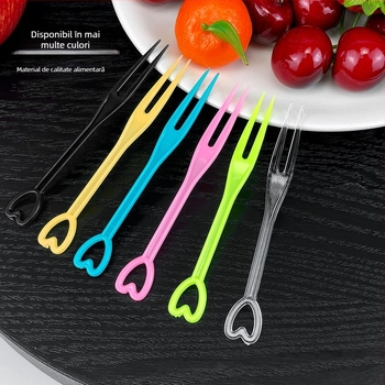 Furculiță de fructe de unică folosință, în formă de inimă, ambalată individual, din plastic transparent, pentru karaoke, 3000 de bucăți în vrac