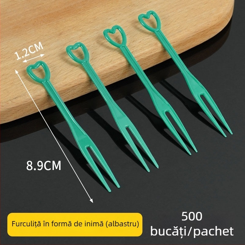 Furculiță de fructe de unică folosință, în formă de inimă, ambalată individual, din plastic transparent, pentru karaoke, 3000 de bucăți în vrac