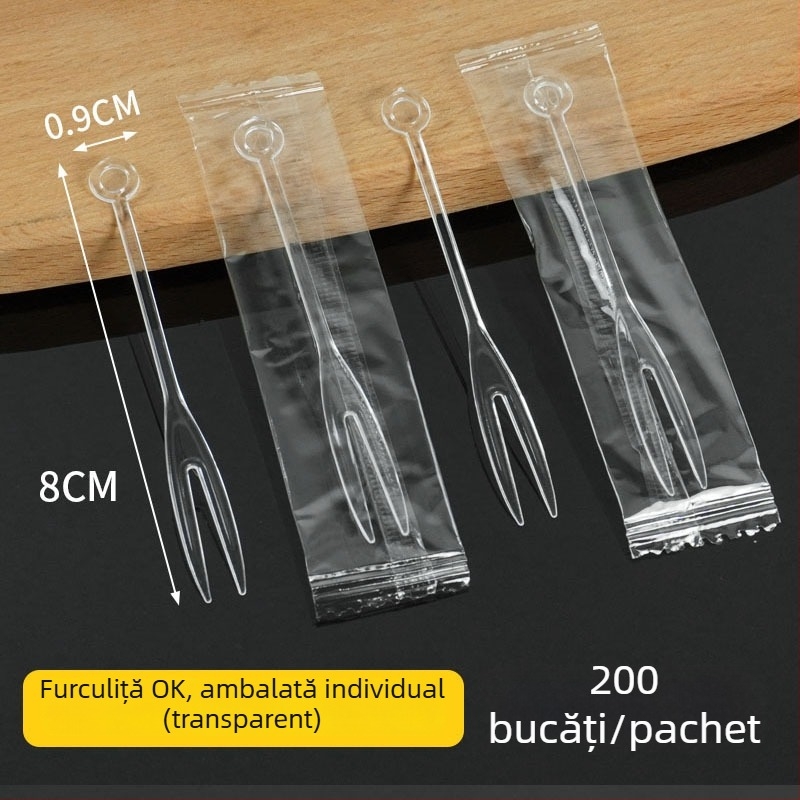 Furculiță de fructe de unică folosință, în formă de inimă, ambalată individual, din plastic transparent, pentru karaoke, 3000 de bucăți în vrac