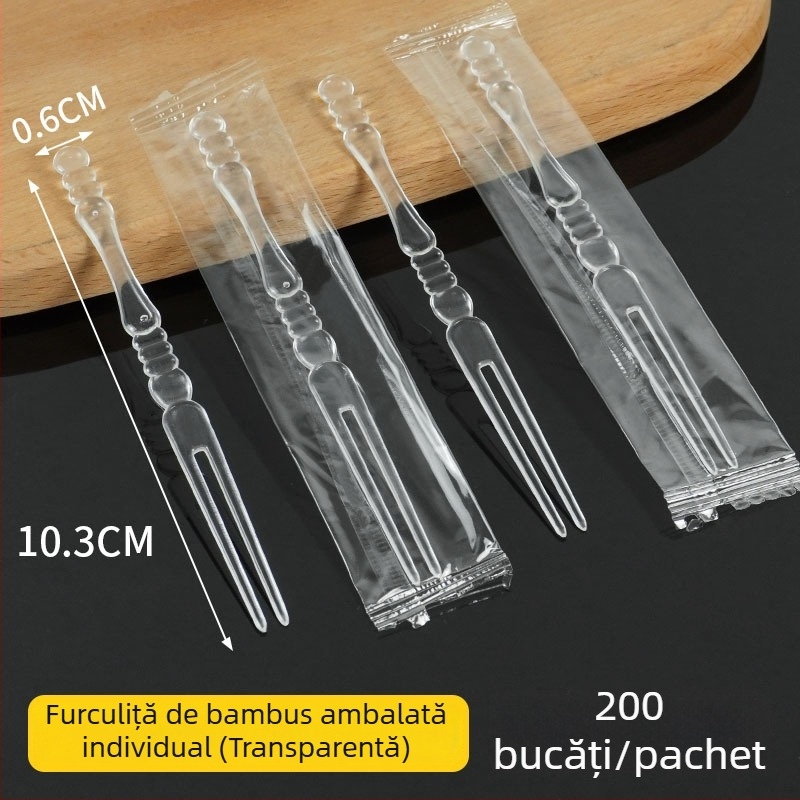 Furculiță de fructe de unică folosință, în formă de inimă, ambalată individual, din plastic transparent, pentru karaoke, 3000 de bucăți în vrac