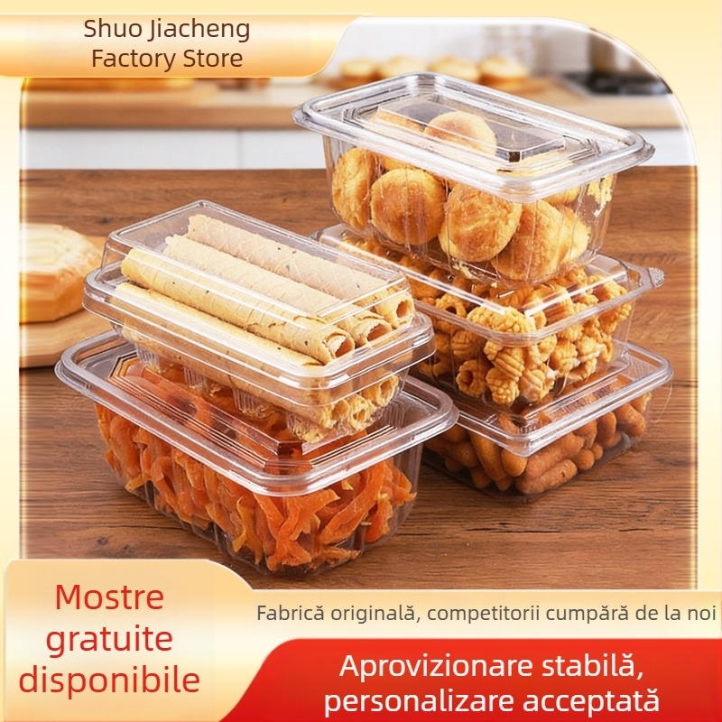 Cutie PET transparentă, de unică folosință, pentru torturi și produse de patiserie, cu capac