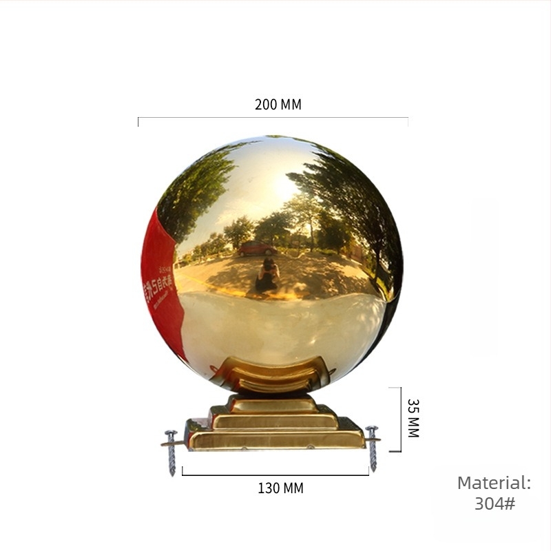 Sferă decorativă din oțel inoxidabil 304, goală, cu bază pentru stâlpi de porți și pereți, bază pătrată în trei etaje