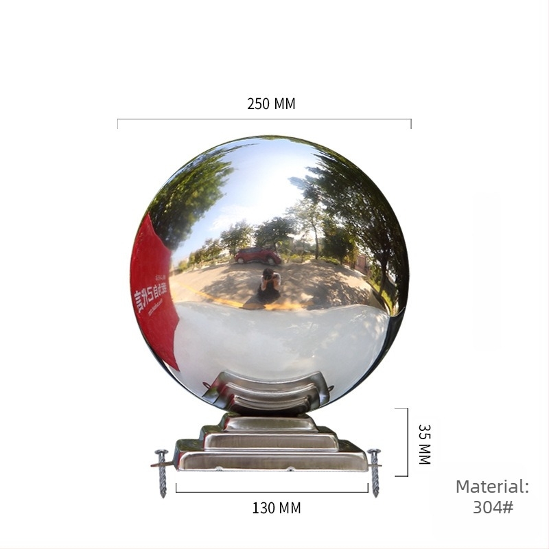 Sferă decorativă din oțel inoxidabil 304, goală, cu bază pentru stâlpi de porți și pereți, bază pătrată în trei etaje