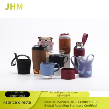 Pahare din sticlă, termos pentru ceai cu lapte și cafea; poate fi purtat pe umăr sau în mână; husă portabilă din piele PU cu design creativ