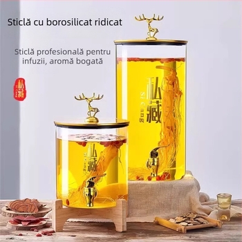 Sticlă de fermentare pentru vin, recipient rezistent la temperaturi înalte pentru prepararea vinului medicinal, borcan sigilat pentru băuturi răcoritoare și sucuri, cu robinet