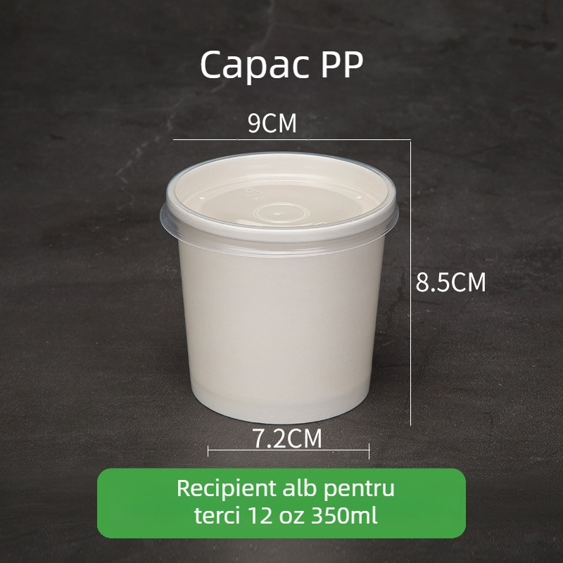 Boluri Kraft paper, de unică folosință pentru supă și porridge, cutie rotundă pentru take-away – alb
