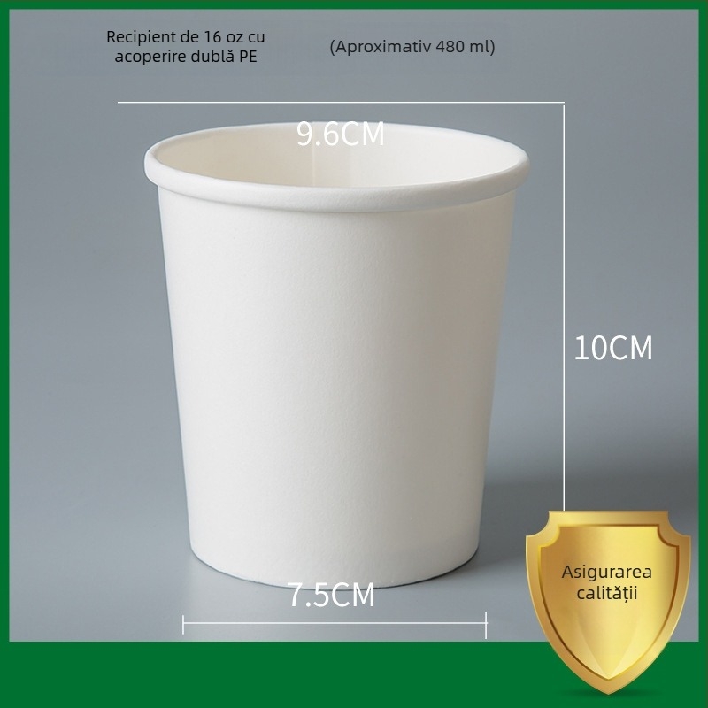 Boluri Kraft paper, de unică folosință pentru supă și porridge, cutie rotundă pentru take-away – alb
