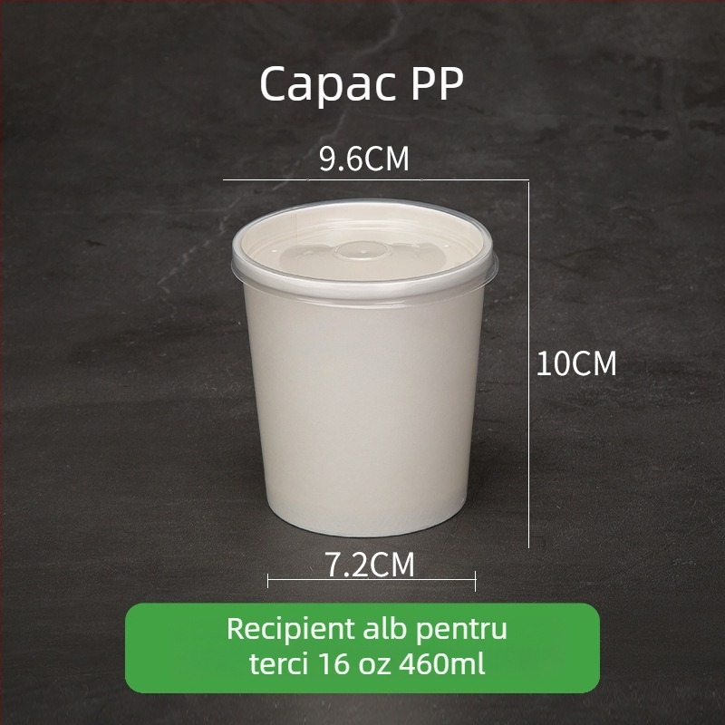 Boluri Kraft paper, de unică folosință pentru supă și porridge, cutie rotundă pentru take-away – alb