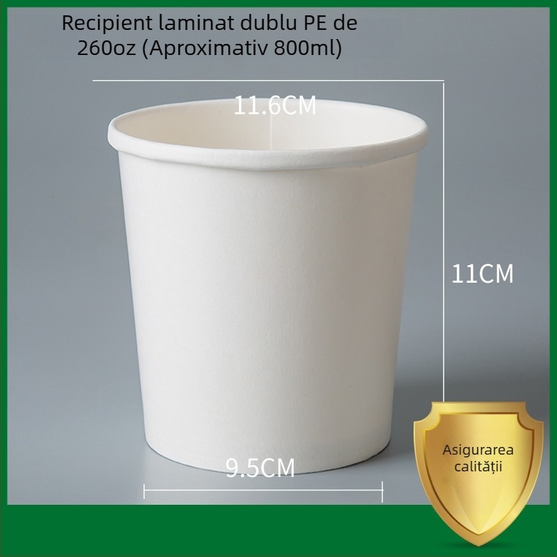 Boluri Kraft paper, de unică folosință pentru supă și porridge, cutie rotundă pentru take-away – alb
