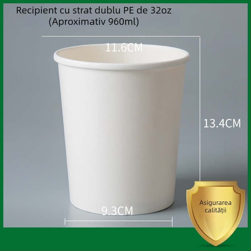 Boluri Kraft paper, de unică folosință pentru supă și porridge, cutie rotundă pentru take-away – alb