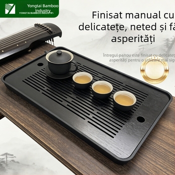 Tava portabilă de ceai din bambus pentru uz casnic, cu drenaj de apă și infuzie uscată – stil modern minimalist