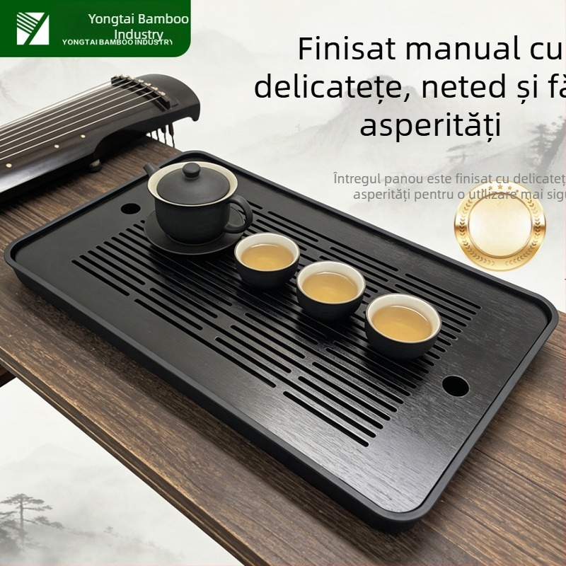 Tava portabilă de ceai din bambus pentru uz casnic, cu drenaj de apă și infuzie uscată – stil modern minimalist