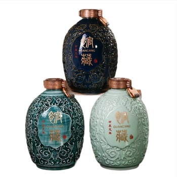 Set de sticle ceramice Jingdezhen cu ambalaj, 2,5 kg, sticle de vin cu motiv lotus înfășurat, glazură florală veche, meșteșug, calitate premium