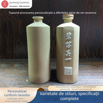 Sticlă de vin ceramică cu glazură mată și siglă gravată, Jingdezhen, 0,5 kg