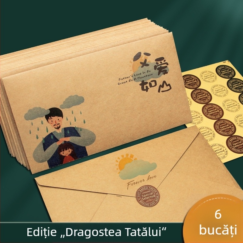 Carte de mulțumire din hârtie kraft cu plic vintage și stil occidental, pentru Ziua Mamei, Ziua Tatălui, Ziua Profesorului și Ziua Îndrăgostiților