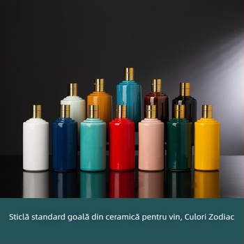 Sticlă ceramică Jingdezhen pentru vin, cu etichetă, sticlă goală în stil Maotai, cutie cadou, temă zodiacală, stil chinezesc nou