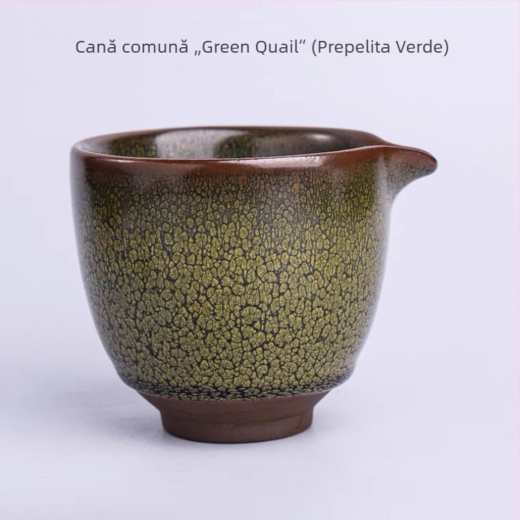 ceașcă de ceai Jianyang cu corp din fier, model Prepelița Verde, Zhang Guoping — set cadou în cutie