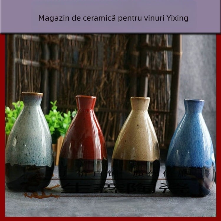 Sticlă de vin din ceramică cu lut purpuriu Yixing, cu formă de corn înalt, capacitate aproximativă 500 ml, pentru uz casnic
