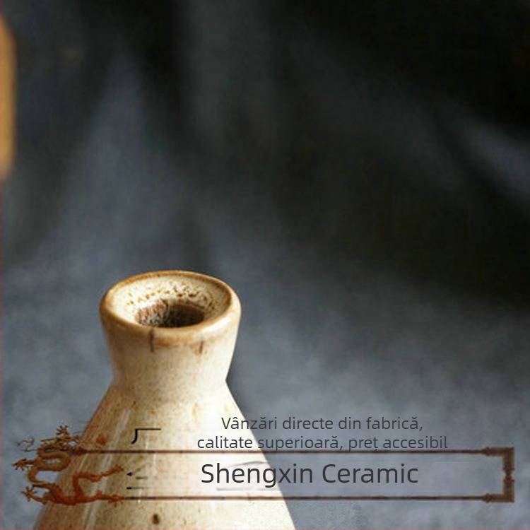Sticlă de vin din ceramică cu lut purpuriu Yixing, cu formă de corn înalt, capacitate aproximativă 500 ml, pentru uz casnic