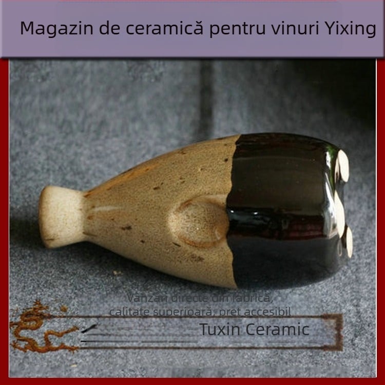 Sticlă de vin din ceramică cu lut purpuriu Yixing, cu formă de corn înalt, capacitate aproximativă 500 ml, pentru uz casnic