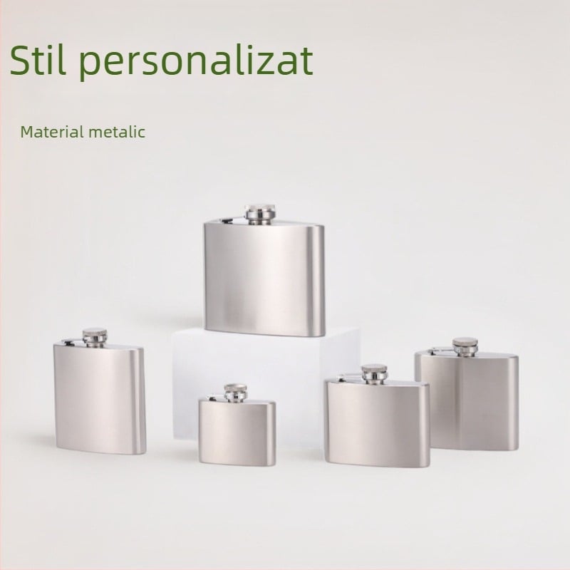 Flască din oțel inoxidabil, 1–18 oz, mică flască, finisaj șlefuit, model personalizabil, recipient portabil pentru vin