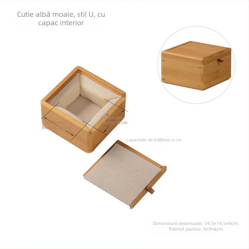 Cutie din bambus cu capac tras, tablă de șah magnetică în mai multe dimensiuni, cutie cadou de depozitare, gravare laser a siglei