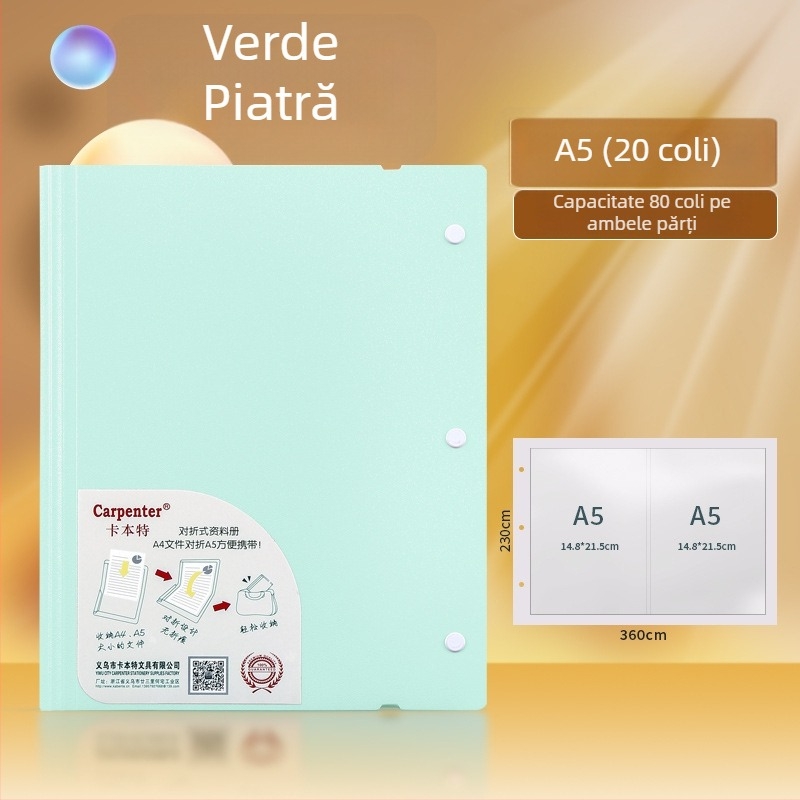 Dosar A4 orizontal pentru documente cu inserții transparente și depozitare pe mai multe niveluri, dimensiune A5, materiale de birou, capacitate mare