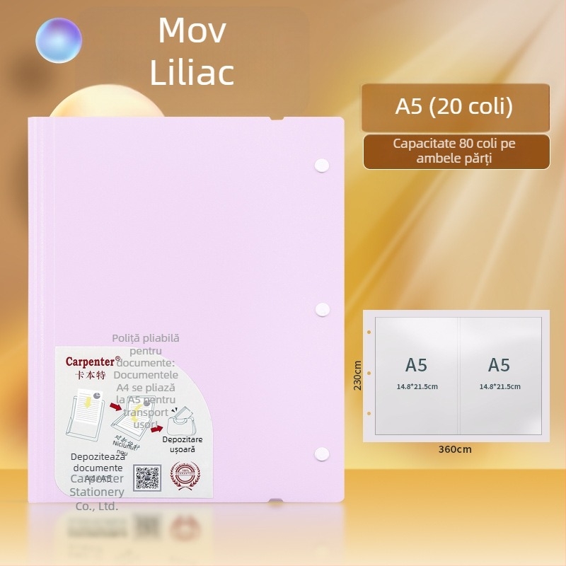 Dosar A4 orizontal pentru documente cu inserții transparente și depozitare pe mai multe niveluri, dimensiune A5, materiale de birou, capacitate mare