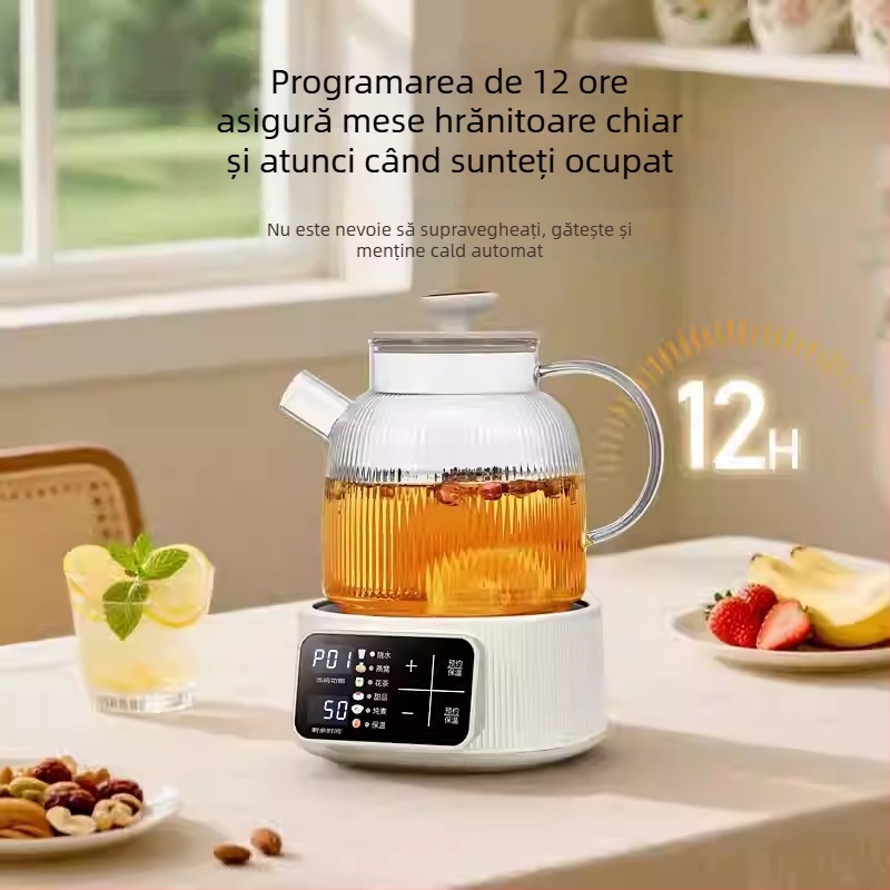 Hemisphere ceainic sănătos 1,5 L, corp din sticlă, aparat pentru ceai cu flori, control tactil