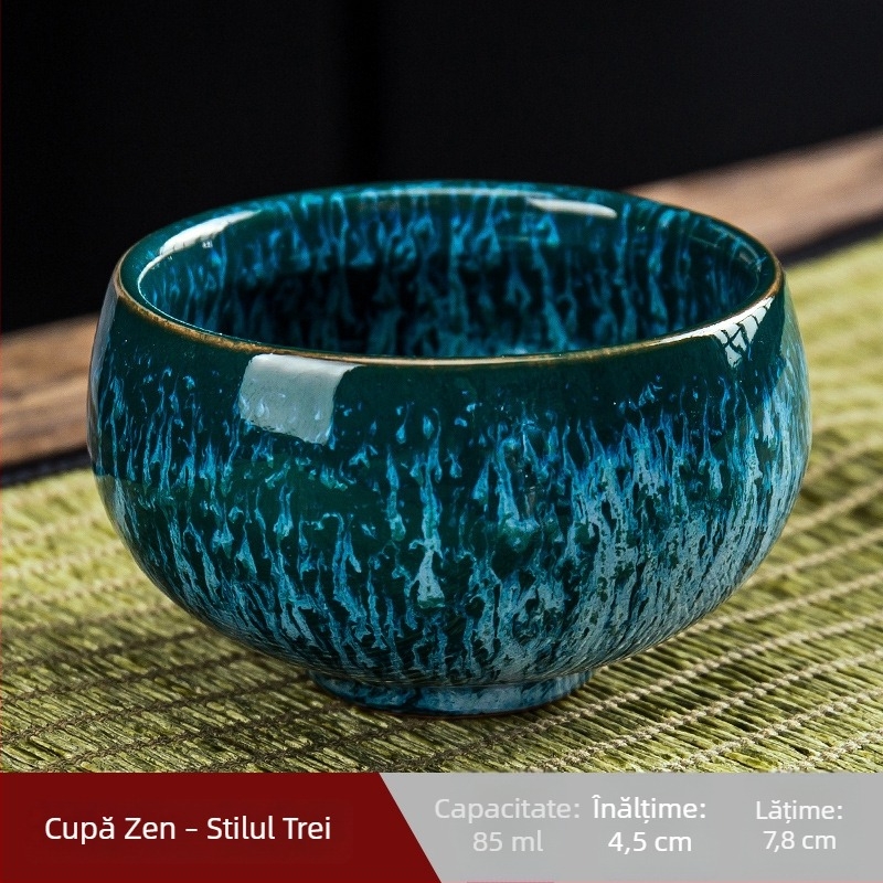 Ceșcă de ceai din ceramică în stil Jianzhan, glazură periată, set Gong Fu ceai, mică ceașcă de maestru