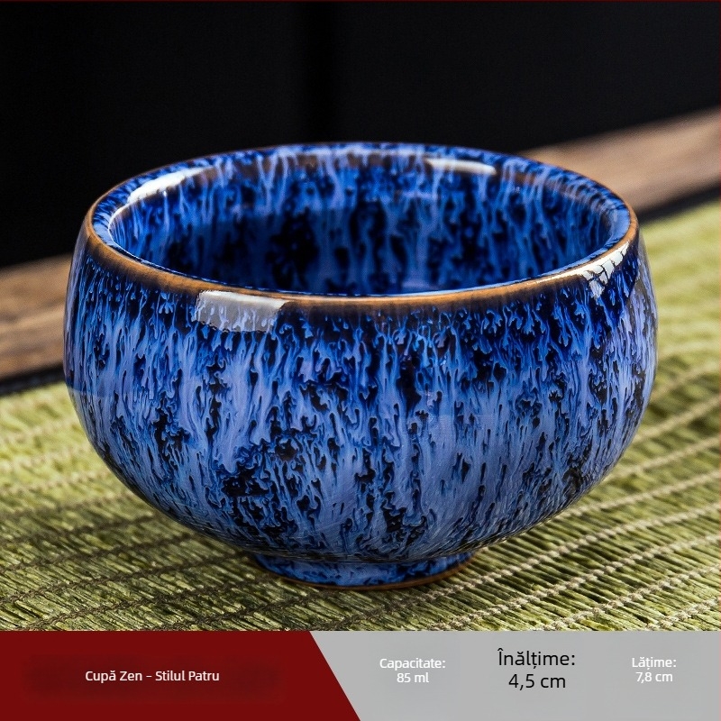 Ceșcă de ceai din ceramică în stil Jianzhan, glazură periată, set Gong Fu ceai, mică ceașcă de maestru
