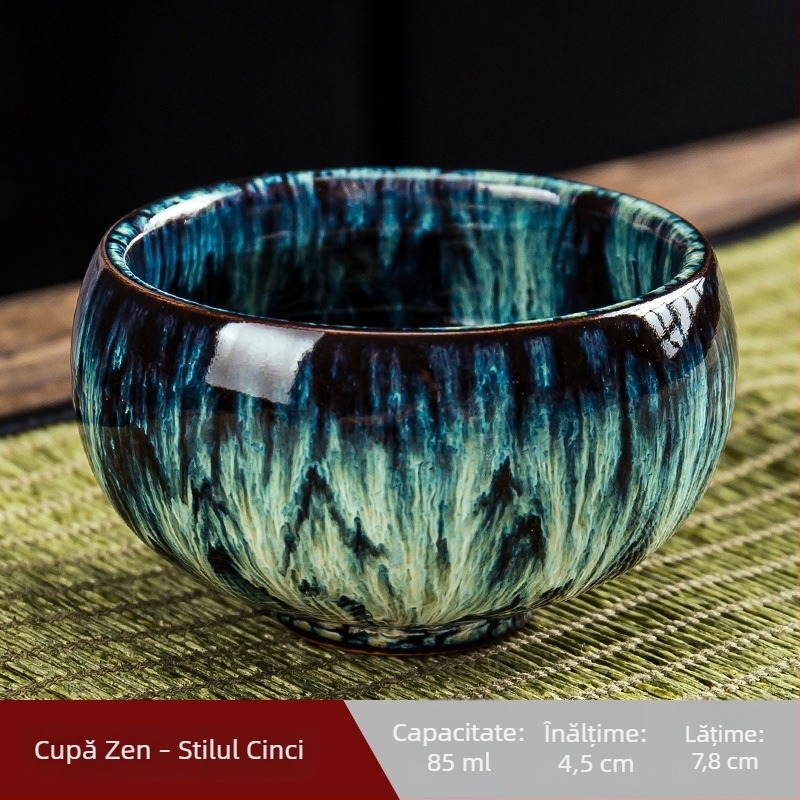 Ceșcă de ceai din ceramică în stil Jianzhan, glazură periată, set Gong Fu ceai, mică ceașcă de maestru