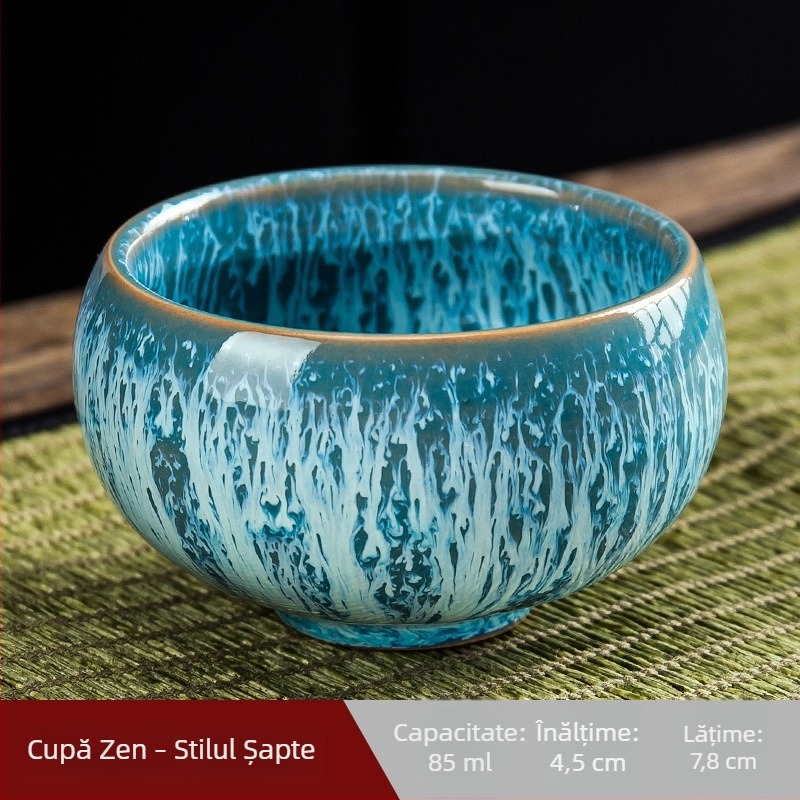 Ceșcă de ceai din ceramică în stil Jianzhan, glazură periată, set Gong Fu ceai, mică ceașcă de maestru