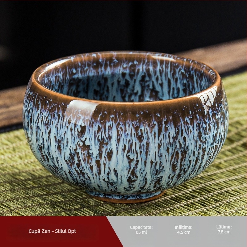 Ceșcă de ceai din ceramică în stil Jianzhan, glazură periată, set Gong Fu ceai, mică ceașcă de maestru