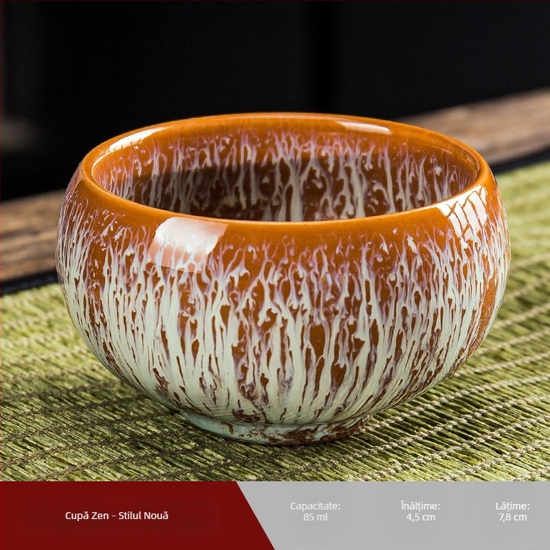 Ceșcă de ceai din ceramică în stil Jianzhan, glazură periată, set Gong Fu ceai, mică ceașcă de maestru