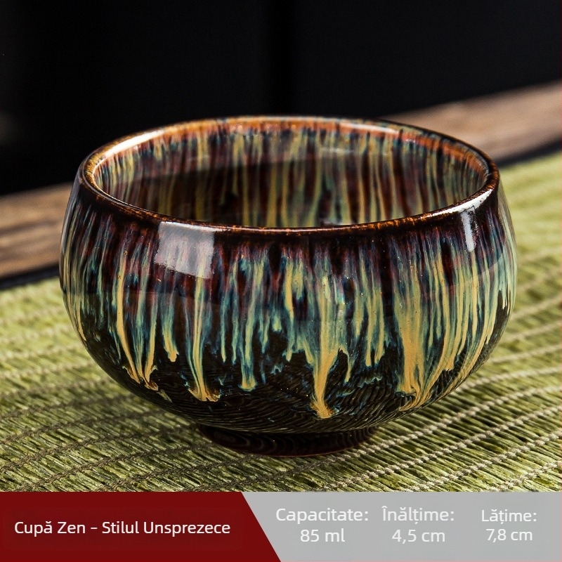 Ceșcă de ceai din ceramică în stil Jianzhan, glazură periată, set Gong Fu ceai, mică ceașcă de maestru