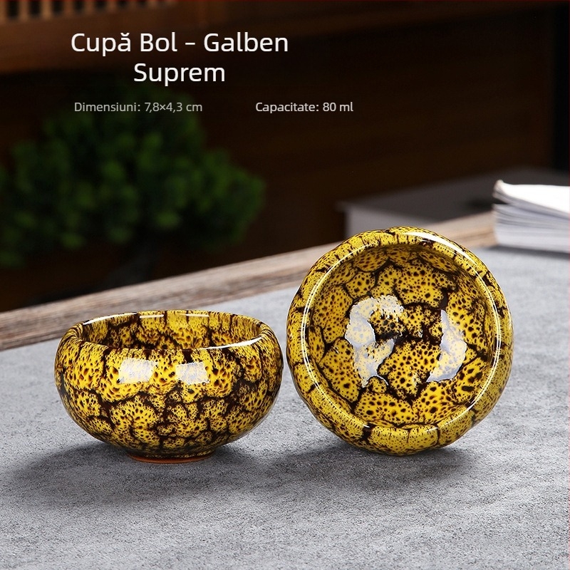 Ceșcă de ceai din ceramică în stil Jianzhan, glazură periată, set Gong Fu ceai, mică ceașcă de maestru