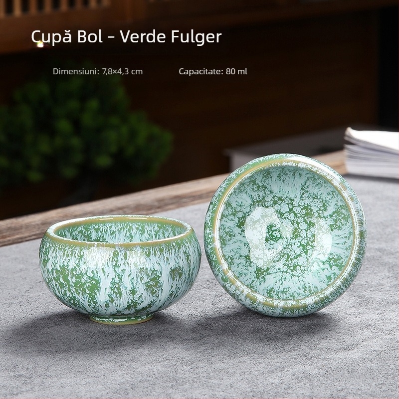 Ceșcă de ceai din ceramică în stil Jianzhan, glazură periată, set Gong Fu ceai, mică ceașcă de maestru