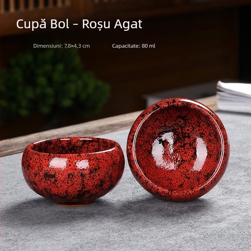 Ceșcă de ceai din ceramică în stil Jianzhan, glazură periată, set Gong Fu ceai, mică ceașcă de maestru