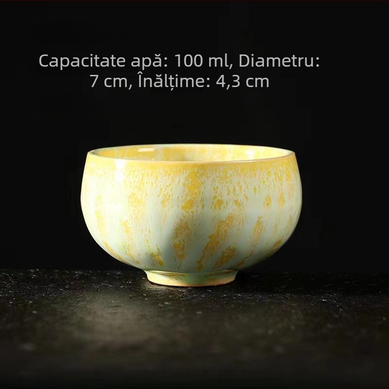 Ceșcă de ceai din ceramică în stil Jianzhan, glazură periată, set Gong Fu ceai, mică ceașcă de maestru